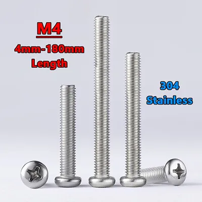 M4 Small Micro Cross Round Bolts Phillips Pan Head Stainless Screws 4-180mm Long • £2.90