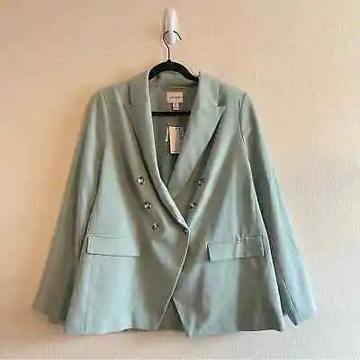 NWT Nine West Double Breasted Mint Color Blazer Pastel Womens Plus Size 0X • $61.14