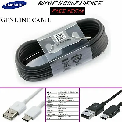 Genuine Fast Usb Charger Cable For Samsung Galaxy A13 A12 A22 A32 A42 A52 A53 5g • £3.89