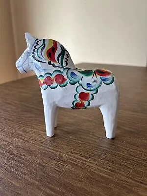 Vintage Dala “White” Swedish Horse 5” Hand Carved & Painted Äkta Dala Hemslöjd • $30