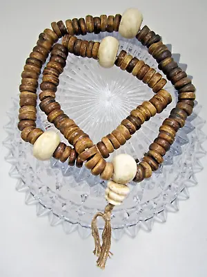 USA Seller! Tibetan Buddhist Yak Bone & Conch Shell 108+3  Prayer Beads Mala 20  • $33.11