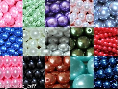  6mm 100pcs 8mm 50pcs 10mm 25pcs Round Glass Pearl Loose Beads Jewel Making  • £1.89