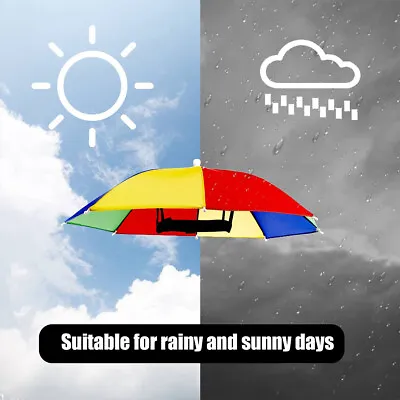 $10.77 • Buy Cap Rain Headwear Camping Sun Portable Umbrella Hat Fishing New Multicolor
