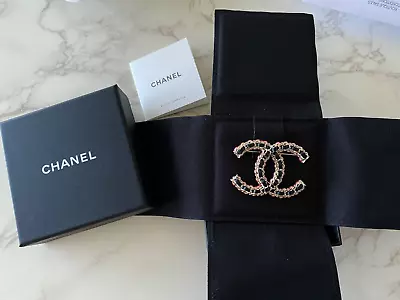 New Authentic Chanel 23B CC Logo Leather Chain Brooch Brooches Accessory • $1330