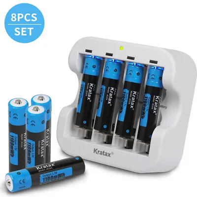 1.5V AAA Rechargeable Batteries LI-ion Battery Triple A Size 4 Bay USB Charger • £23.93