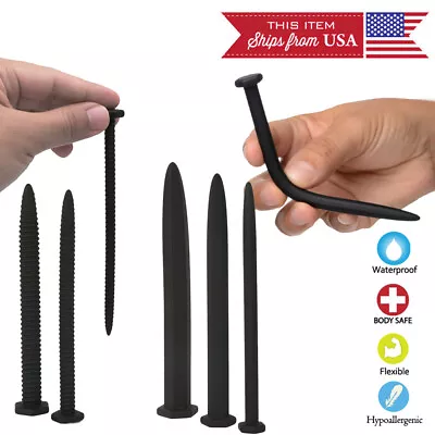 Flexible Urethral Silicone Penis Plug Urethra Stretcher Stretching Sound Dilator • $3.95