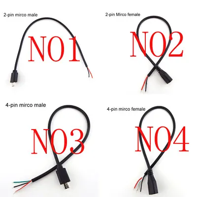 DIY Micro USB 2.0 Plug Connector 4Pin 2Pin Extension Cable Charge Data Wire Jack • $0.99