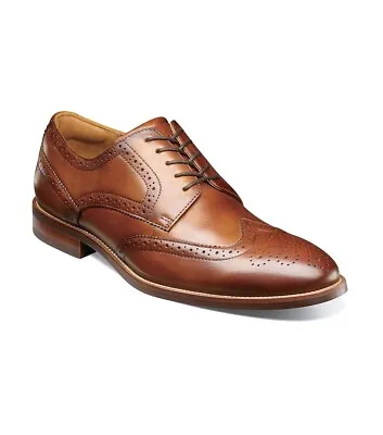 Florsheim Rucci Mens Wingtip Oxford Cognac Leather Dress Shoes 13383-221 • $130