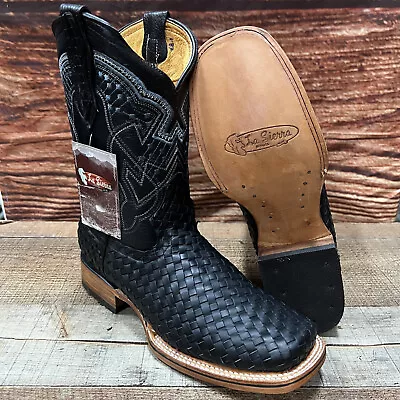 Rodeo Cowboy Boot For Men Hand-woven In Black And Brown Bota Tejida Vaquera 692 • $147.59