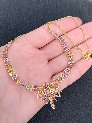 21ct/22ct Gold Multi Coloured Sapphire & Diamond Exceptional Necklace (25.5g) • £2750