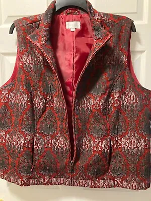 Women's Plus Size 2X Erin London Sleeveless Vest/Jacket  - Dark Red W/Gray- NWOT • $11.50