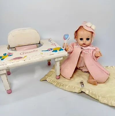 Vogue Ginnette 8” Pink Wool Coat Hat Romper Baby Tender Blanket Tagged Lot 50s • $119