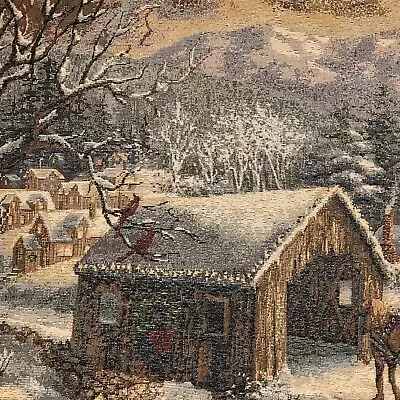 Wall Tapestry Winter Scene Manual Woodworkers And Weavers 34 X 25 Made In USA • $47.99