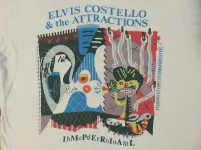 Vintage ELVIS COSTELLO 1982 Tour T SHIRT Concert Tee • $17.95