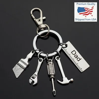 Dad Keychain Tools Paint Brush Wrench Hammer Screwdriver Father's Day Clip Gift • $6.89
