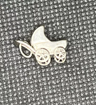 Vintage Sterling Silver 3D Baby Carriage Stroller Pendant Charm • $22.93