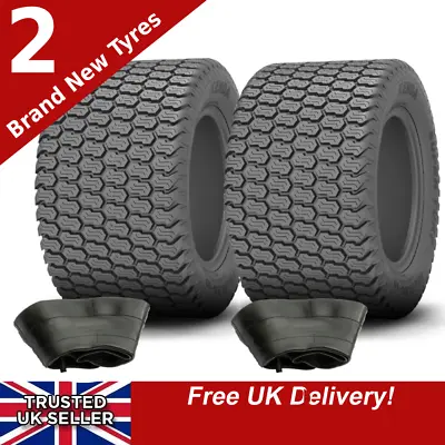 Two 20x10.00-10 4 Ply Tyres + Tubes Lawn Mower / Golf Buggy / Tractor / Turf  • £113.99