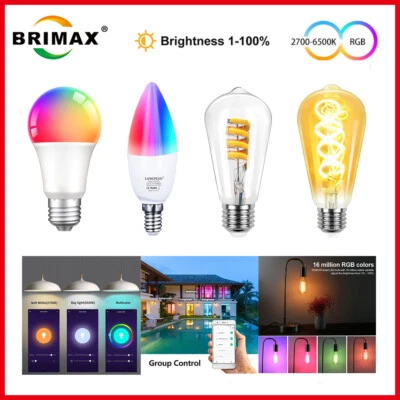 $79.99 • Buy Dimmable E14 E27 WiFi Smart LED Light Bulb RGB Globe Lamp For Alexa Google Home