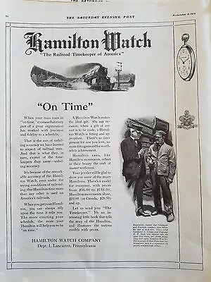 1919 Antique Hamilton Railroad Timekeeper Watch Of America Conductor Engineer Ad • £9.49