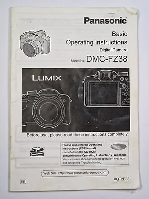 Panasonic Lumix DMC-FZ38 Digital Camera Basic Operating Instructions English • £4.95