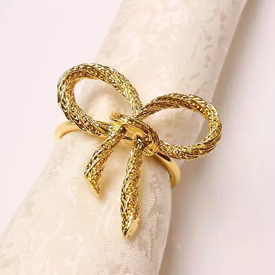 Stainless Steel Napkin Rings 4pcs Butterfly Napkin Ring Holder Buckle Gold Tone • $10.39