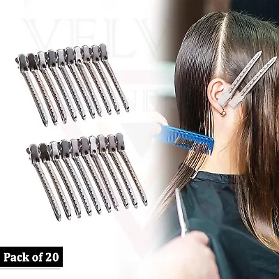 20Pcs Hair Crocodile Clips Metal Silver Styling Hair Clips Sectioning Hair Clip • £5.25