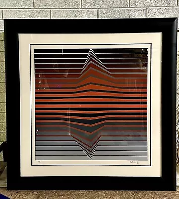 Large Beautiful Victor Vasarely Op Art Silkscreen  Numbered Pro Frame • $549