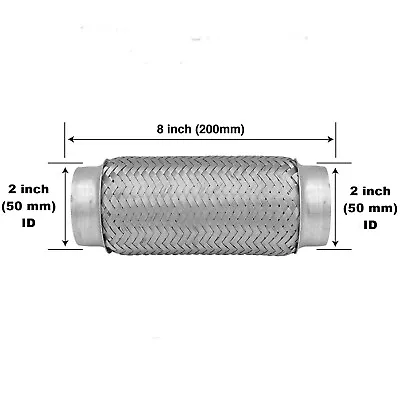 50 Mm (2 Inch) X 200 Mm (8 Inch) Exhaust Flexi Pipe Flex Joint Flexible Tube • $21.70