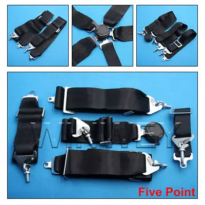 HQ Universal Racing Harness Seat Belt - 3  Nylon 4 / 5 Point Fixing - Black • £46.62