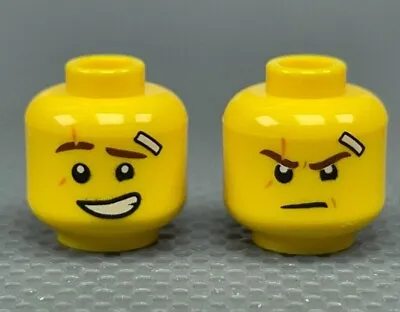 LEGO Minifigure Head Brown Eyebrows Scar White Bandage Grin With Teeth Kai 70618 • $3.38