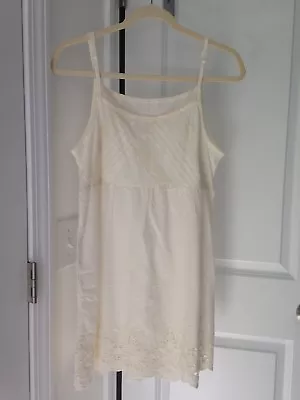 Japanese Tunic Sweet Mori Girl Embroidery Hem Beige Slip Dress - Small/Medium • $25