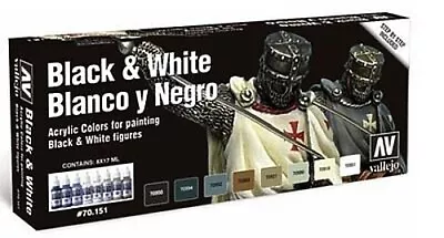 Vallejo Black And White Color Paint Set (8 Colors) - Hobby And Model Paint Set • $24.29