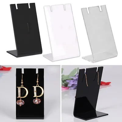 10x Jewellery Display Pendant Necklace Earrings Stand Acrylic Presenting Rack • £3.69