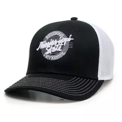 Black Mississippi State Bulldogs Trucker Hat Black And White Mesh Trucker Cap • $31.95