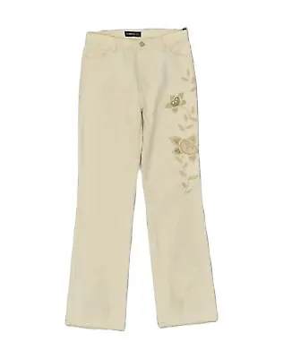 CERRUTI Womens Graphic Bootcut Jeans W28 L32 White Cotton TF10 • £13.75