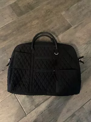 Vera Bradley Black Quilted Laptop Bag Diamond Pattern Handles & Shoulder Strap • $32.99