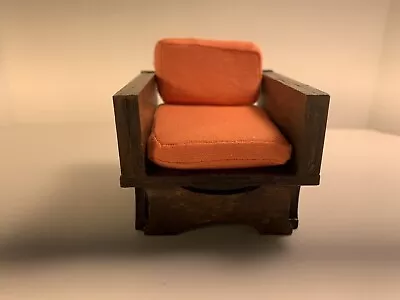 Arm Chair Mid Century Modern 1:12 Scale Doll House Miniature Brown /orange • $54.99