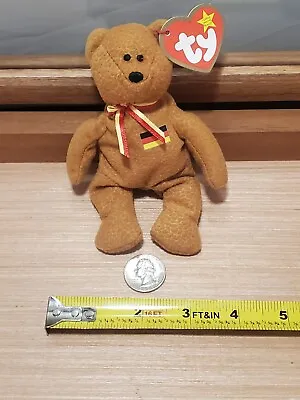 Beanie Baby TY Mini  Germania  Germany Brown Stuffed Animal Toy Europe Vtg. • $4.44