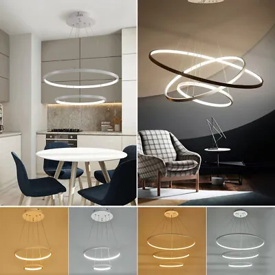 Modern LED Pendant Light Ring Chandelier Lamp Ceiling Lights Lighting Adjustable • £79.95
