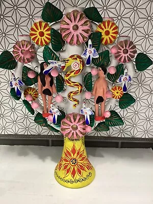 Vintage Handmade  Mexican Tree Of Life Adam And Eve Candelabra Excellent • $124.95