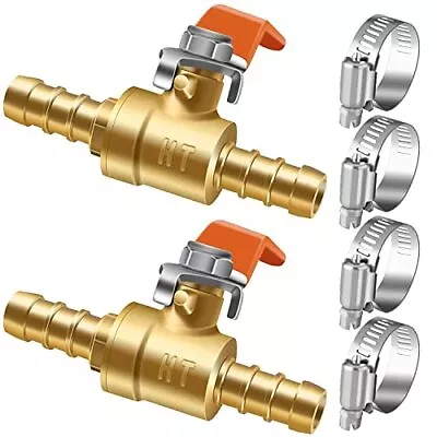 3/8 Inch Mini 2-way Brass Barb Air Ball Valve Water Gas Fuel Shut Cut Off 2pcs • $17.77