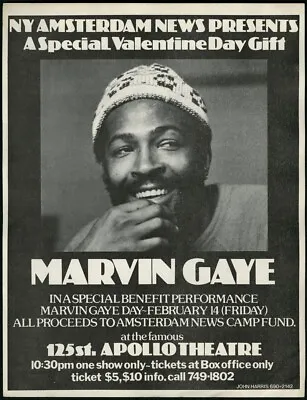 Marvin Gaye At The Apollo Valentines Special Reprint 13  X 19  Concert Poster • $19.95