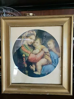 Antique “Madonna Of The Chair” By Raphael Framed Print Under Glass MADE IN ITALY • $69.99