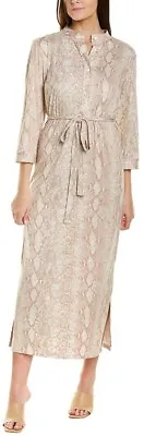 Melissa Masse Brushed Luxe Jersey Maxi Dress Lilac Python Pink Belted Made USA • $34.99