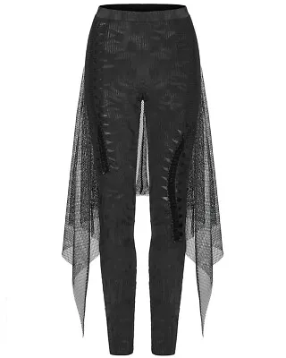 £39.99 • Buy Punk Rave Womens Apocalyptic Gothic Leggings Pants Black Fishnet Mesh Half Skirt