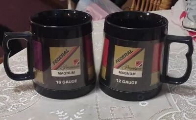 2 Vintage Thermo Serv Federal Ammo Mug Coffee 12 & 16 GA. Made In USA Plastic • $16.99