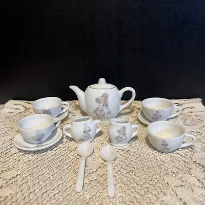 Vintage PRECIOUS MOMENTS  Loving Caring Sharing” 4 Service Mini TEA SET 1985 • $19.99