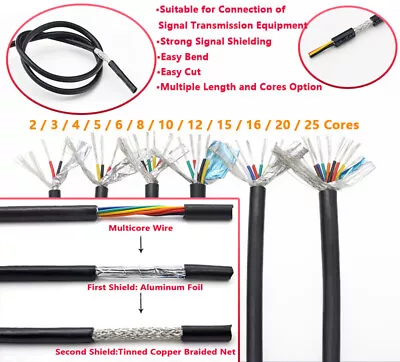 £2.17 • Buy 22~26AWG Multicore Wire Double Layer Shield Cable Signal Lines 2~25 Cores 300V