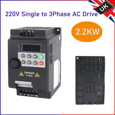 VFD Frequency Speed Controller 2.2KW 220V Single To 3Phase Motor Inverter Drive • £62.89