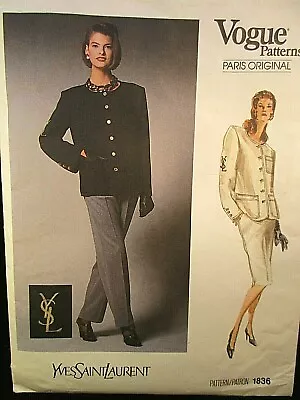 Vogue Paris Original Pattern 1836 Yves Saint Laurent Size 12 • $30